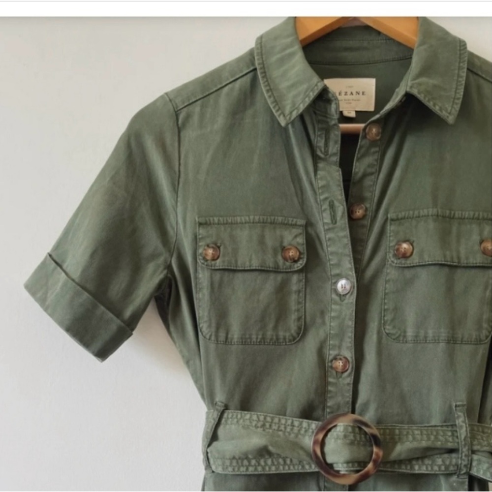 Sezane Jeannette Dress Khaki - Size 2